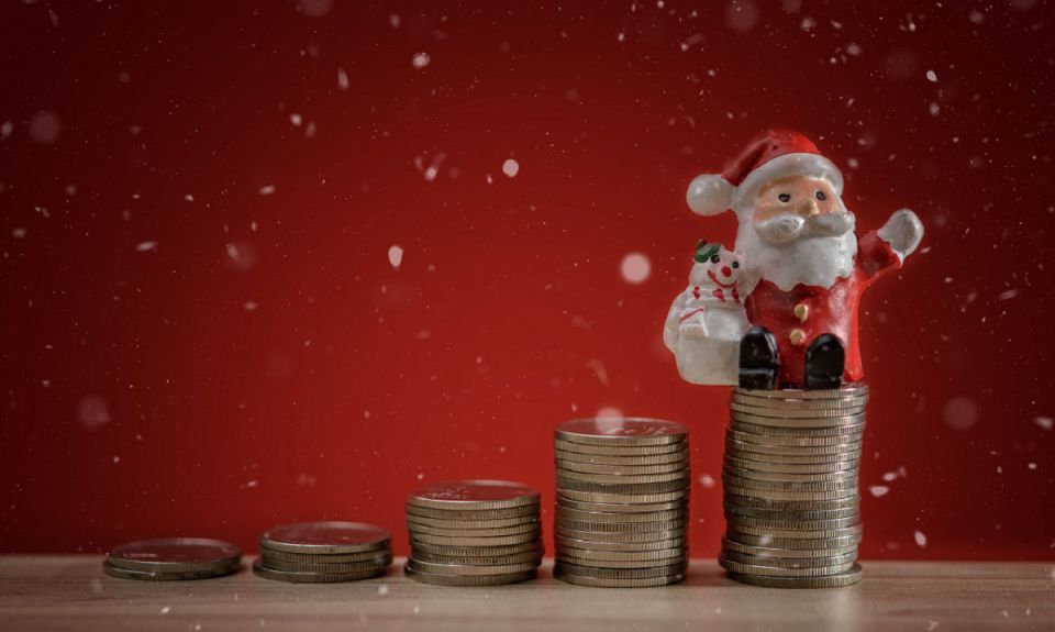 Santa showing cash growing
