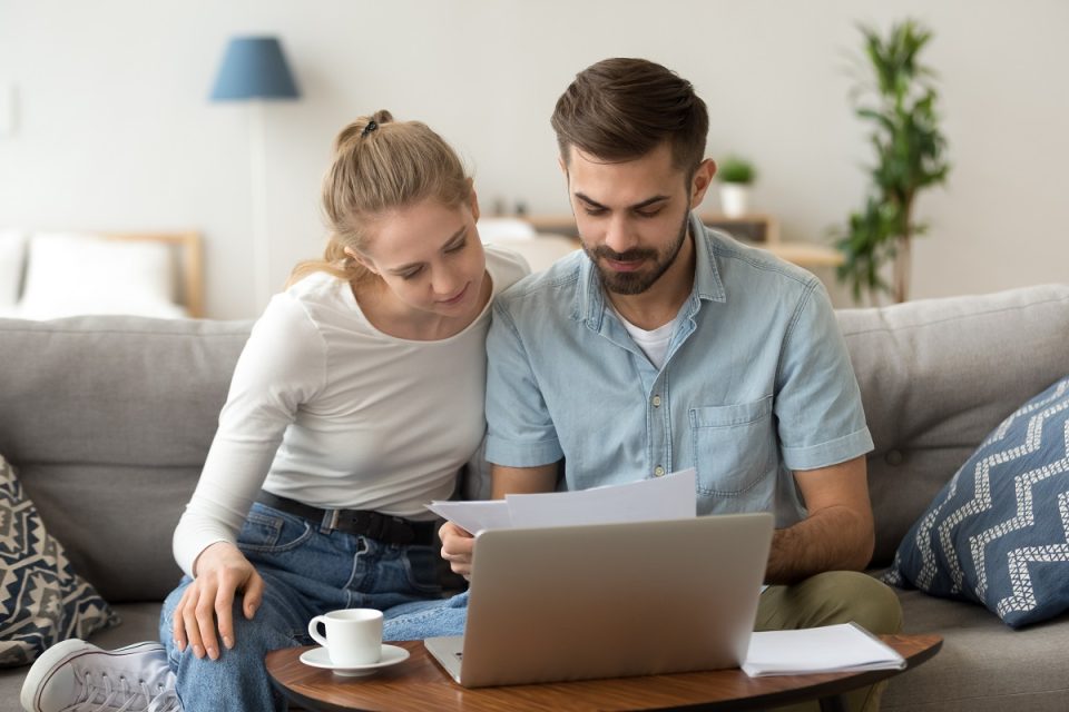 Young couple sorting their finances